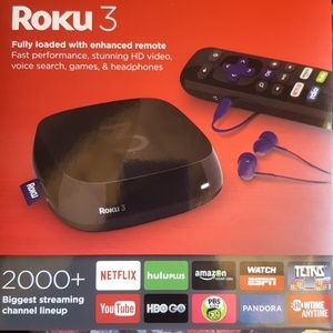Roku 3 streaming media player with voice search